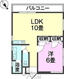 エバグリーンハウス 1LDKの間取図画像