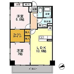 ファミールマンションひらた 403 4階2LDKの間取り