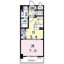 ピュアフォレスト2 1DKの間取図画像