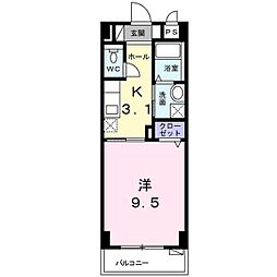 ハッピースクエア 1Kの間取図画像