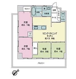 ウィングシャトー那覇リバーガーデン 4LDKの間取図画像