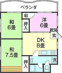 コーポラス大城 3DKの間取図画像