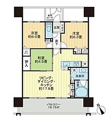 リリーベルおもろまちサーモス 3LDKの間取図画像