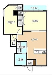 ティーダカン・館大謝名 2LDKの間取図画像
