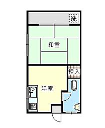丘の荘 1Kの間取図画像
