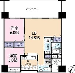 プレミアムコート浦添勢理客 2-(B2) 2LDKの間取り