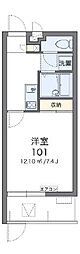 クレイノハピネスII 2階1Kの間取り