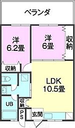 オアシス名護 2LDKの間取図画像