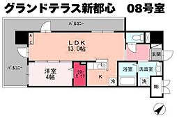 グランドテラス新都心 1LDKの間取図画像