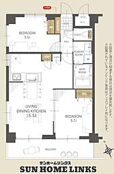 ライオンズマンション壺屋第2 2LDKの間取図画像