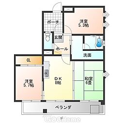 スプリングコート 3LDKの間取図画像
