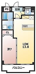 フリューリング 1LDKの間取図画像