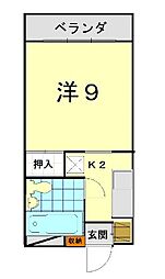セレクション長田II 4階1Kの間取り