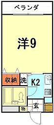 セレクション寄宮II 4階1Kの間取り