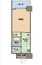 bloom長田 1Kの間取図画像