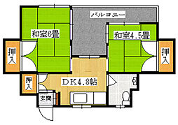 蔵保アパート 2DKの間取図画像