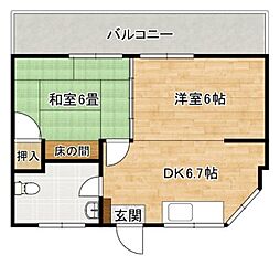 ミウトンアパート 2DKの間取図画像