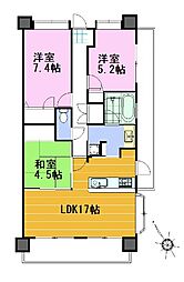 グランドパレス壷川 3LDKの間取図画像