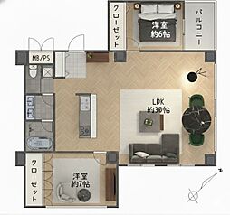 グリーンハイツ那覇 2LDKの間取図画像