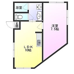 新城アパート 1LDKの間取図画像