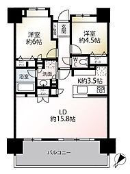 レーヴグランディてだこ浦西タワー 2LDKの間取図画像