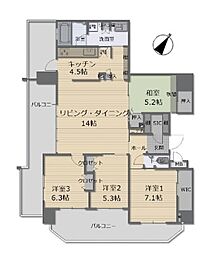サザンパレス樋川プラシード 4LDKの間取図画像
