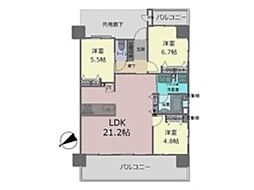 プレサンスロジェ宜野湾大山ヴォール - 3LDKの間取り