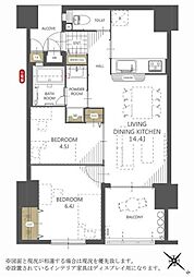 プレミアムコート浦添牧港 2LDKの間取図画像