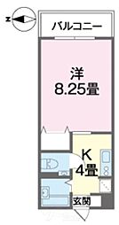 オリバーコート 1Kの間取図画像