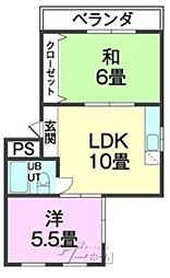 オアシスいなみ 2LDKの間取図画像
