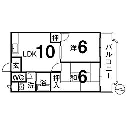金子マンション 2LDKの間取図画像