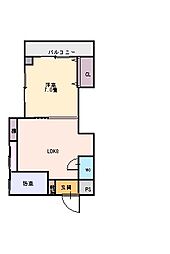 立花1丁目 2階1LDKの間取り