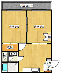 センチュリー二番町ビル 3階2DKの間取り