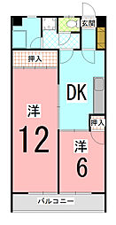 ジョベール味酒 2DKの間取図画像