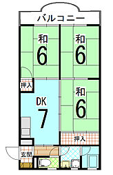 二宮第2ビル 3DKの間取図画像