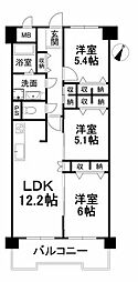 サンシティ市駅南 3LDKの間取図画像