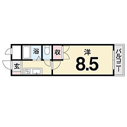 メゾン・ド・ファースト南久米 1Kの間取図画像