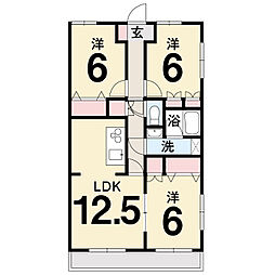 コーポつよし1 3LDKの間取図画像