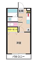 オレンジコート・N2 1Kの間取図画像