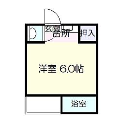 日の出ハイツ ワンルームの間取図画像