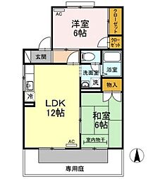 エスポワール34D 2LDKの間取図画像