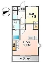 イーストリバー2 1LDKの間取図画像