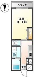ルミナス西の土居 1Kの間取図画像