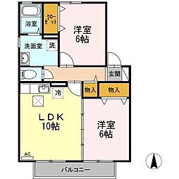 レーベンハイム3A 2LDKの間取図画像