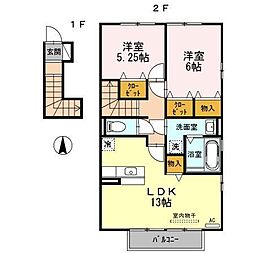 ウィステリア・フィールドB 1LDKの間取図画像