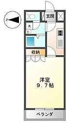 イーストリバー 1Kの間取図画像
