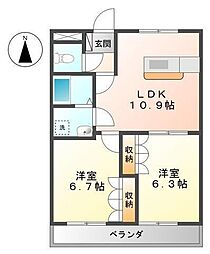 トーケンプロニティ 2LDKの間取図画像