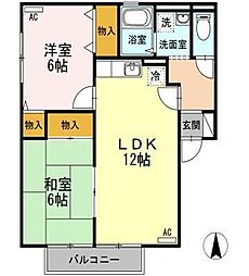 カンファタブルC 2LDKの間取図画像