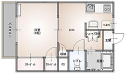 ウエストハイツN 1DKの間取図画像