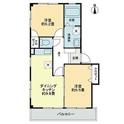 フォブール西泉 2DKの間取図画像
